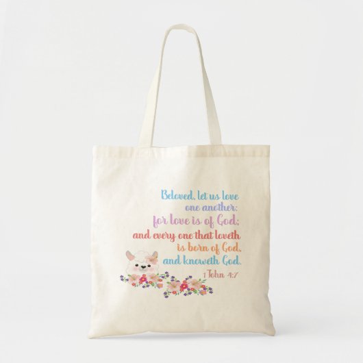 1John4:7 Bijbelversie Tote Bag (Voorkant)