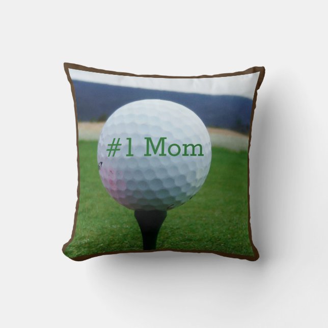 #1Mam Golfer Naam witte golfbal Kussen (Voorkant)