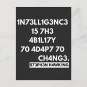 1N73LL1G3NC3 15 7H3 4B1L17Y 70 4D4P7 70 CH4NG3. FEESTDAGENKAART (Voorkant)