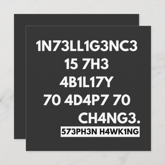 1N73LL1G3NC3 15 7H3 4B1L17Y 70 4D4P7 70 CH4NG3. KAART (Voorkant / Achterkant)