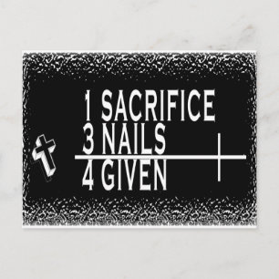 1SACRIFICE + 3 NAILS = 4GIVED CHRISTELIJK JESUS BRIEFKAART
