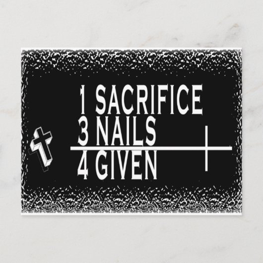 1SACRIFICE + 3 NAILS = 4GIVED CHRISTELIJK JESUS BRIEFKAART (Voorkant)