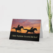 1st Anniversary Cute Cowboy Cowgirl Country Wester Kaart (Voorkant)
