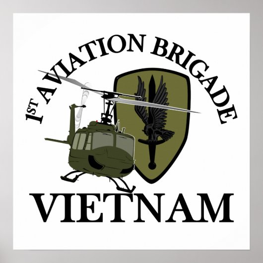 1st AVN BDE Vietnam Vet Huey Poster (Voorkant)