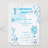1st baby boy birthday invitation  kaart (Voorkant)