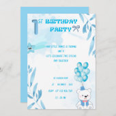 1st baby boy birthday invitation  kaart (Voorkant / Achterkant)