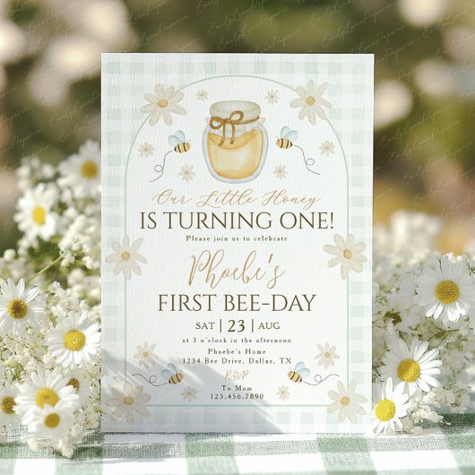 1st Bee Day Girls Birthday Honey Daisy Kaart