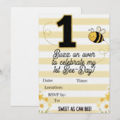 1st Bee-Day Invitation Kaart (Voorkant / Achterkant)