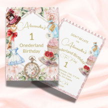 1st Birthday Alice In Wonderland Pink Floral