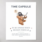 1st Birthday Baseball Beer - Time Capsule Poster (Voorkant)