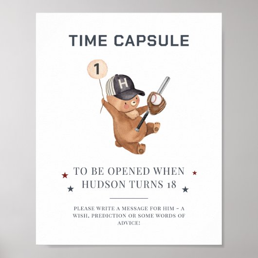 1st Birthday Baseball Beer - Time Capsule Poster (Voorkant)
