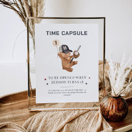 1st Birthday Baseball Beer - Time Capsule Poster