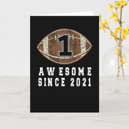 1st Birthday Born In 2021 Football Boy 1 Year Old Kaart (Gele Bloem)