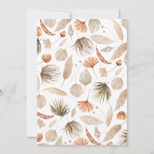 1st Birthday Botanische Pampas Grass Modern script Kaart (Achterkant)