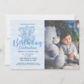 1st Birthday Boy Cute Elephant String Lights Kaart (Voorkant)
