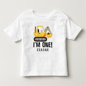 1st Birthday Construction Bulldozer Personalized Kinder Shirts (Voorkant)