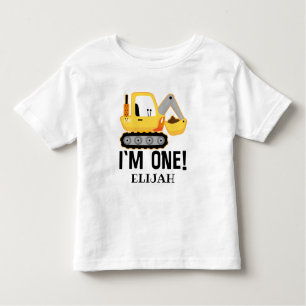 1st Birthday Construction Bulldozer Personalized Kinder Shirts