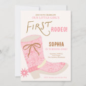 1st Birthday Cowgirl First Rodeo  Invite Kaart (Voorkant)