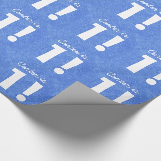 1st Birthday Custom Name Blue and White voor BOY Cadeaupapier (Hoek)