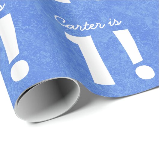 1st Birthday Custom Name Blue and White voor BOY Cadeaupapier (Rol Hoek)