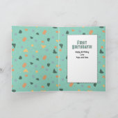 1st Birthday Cute Dinosaur Cartoon Adorable  Kaart (Binnen)