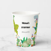 1st Birthday Dinosaur Minimal baby boy Papieren Bekers (Achterkant)