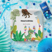 1st Birthday Dinosaur Minimal baby boy Papieren Bordje (Feest)