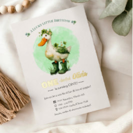 1st Birthday Foil Invitation Card | St. Patrick's  Folie Uitnodiging