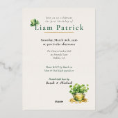 1st Birthday Foil Invitation St. Patrick's Card Folie Uitnodiging (Achterkant)