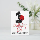 1st Birthday Girl - Lady Bug - 1 - Ladybug Briefkaart (Staand voorkant)