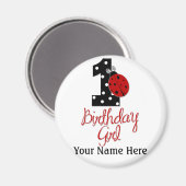 1st Birthday Girl - Lady Bug - 1 - Ladybug Magneet (Voorkant / Achterkant)