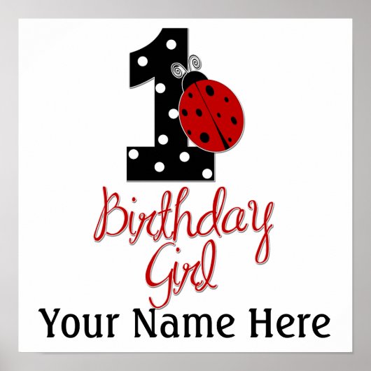 1st Birthday Girl - Lady Bug - 1 - Ladybug Poster (Voorkant)
