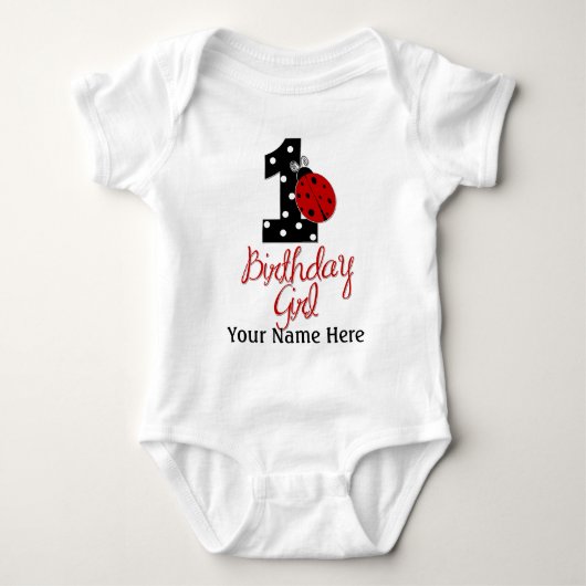 1st Birthday Girl - Lady Bug - 1 - Ladybug Romper (Voorkant)