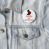 1st Birthday Girl - Lady Bug - 1 - Ladybug Ronde Button 5,7 Cm (In situ)