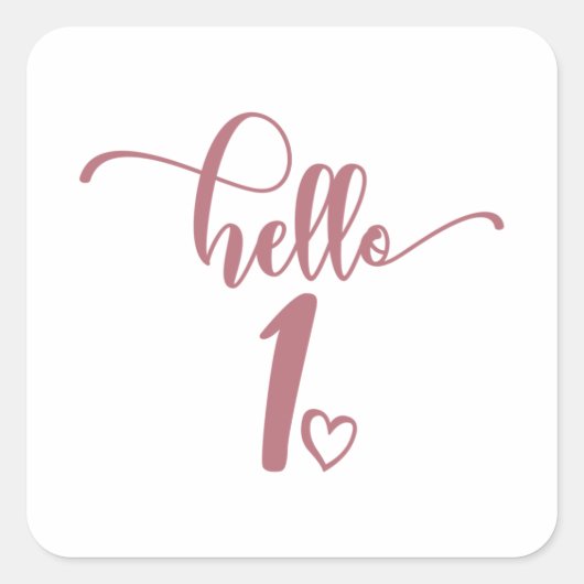 1st Birthday Girls Hello One Cute 1 Year Old Baby Vierkante Sticker (Voorkant)