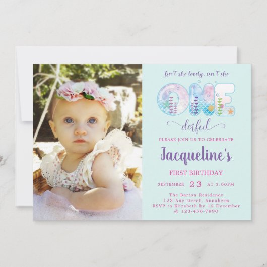 1st Birthday Girls Under The Sea Pretty Kaart (Voorkant)