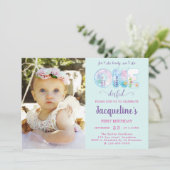 1st Birthday Girls Under The Sea Pretty Kaart (Staand voorkant)