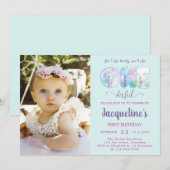 1st Birthday Girls Under The Sea Pretty Kaart (Voorkant / Achterkant)