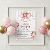 1st Birthday Invitation Berry First Strawberry Kaart
