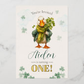 1st Birthday Invitation Card - St. Patrick's Day Folie Uitnodiging (Voorkant)