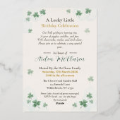 1st Birthday Invitation Card - St. Patrick's Day Folie Uitnodiging (Achterkant)