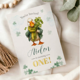1st Birthday Invitation Card - St. Patrick's Day Folie Uitnodiging
