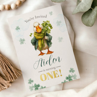 1st Birthday Invitation Card - St. Patrick's Day Folie Uitnodiging
