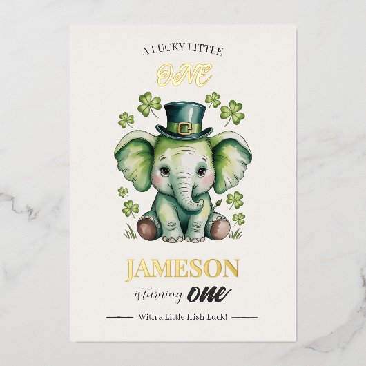 1st Birthday Invitation | Foil St. Patrick's Card Folie Uitnodiging (Voorkant)