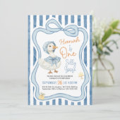 1st Birthday Invitation, Silly Goose Birthday  Kaart (Staand voorkant)
