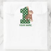 1st Birthday Monkey Gepersonaliseerde Sticker (Tas)