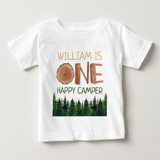 1st Birthday Name Waterverf One Happy Camper (Voorkant)