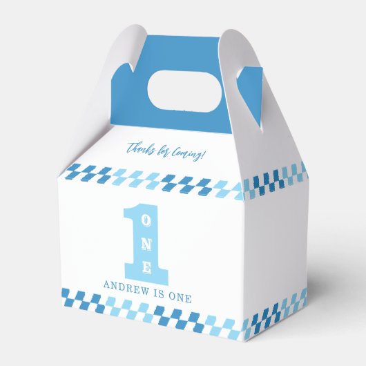 1st Birthday Party Boys Blue One Bedankdoosjes (Voorkant Zijde)