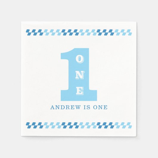1st Birthday Party Boys Blue One Servet (Voorkant)