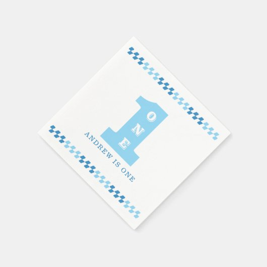 1st Birthday Party Boys Blue One Servet (Hoek)